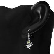 Peridot Celtic Knot Thistle Silver Earrings Set -e295